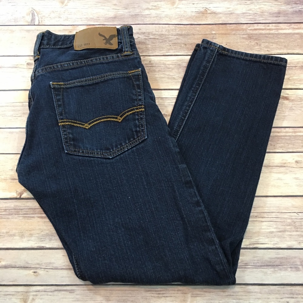 SOLD 26x28 AE Men’s Dark Wash Slim Leg Denim Jeans - Picture 8 of 8